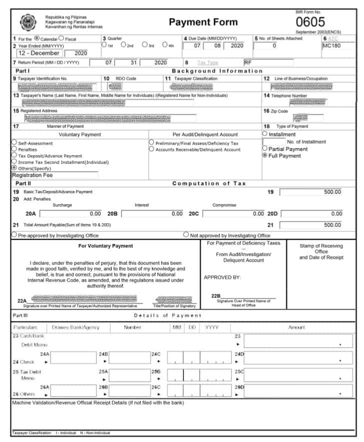 Bir Form 0605 September 2003 Printable - Printable Forms Free Online